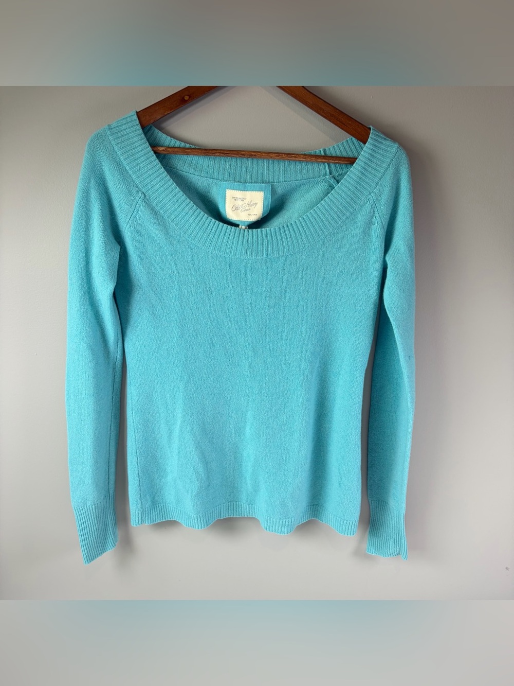 Old Navy Vintage Y2K Light Blue 100% Cashmere Scooped Neck Sweater Women's Sz S
